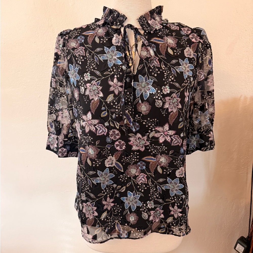 Conny Floral Print Neck Tie Top